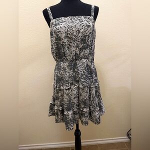 Express Black and White Patterned Midi Dress